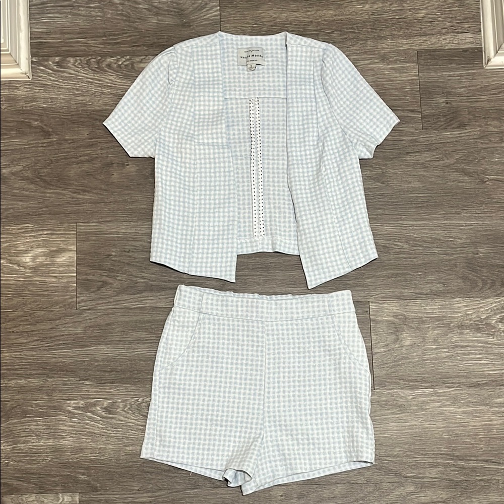 NEW Blue and White Checkered Two-Piece Set